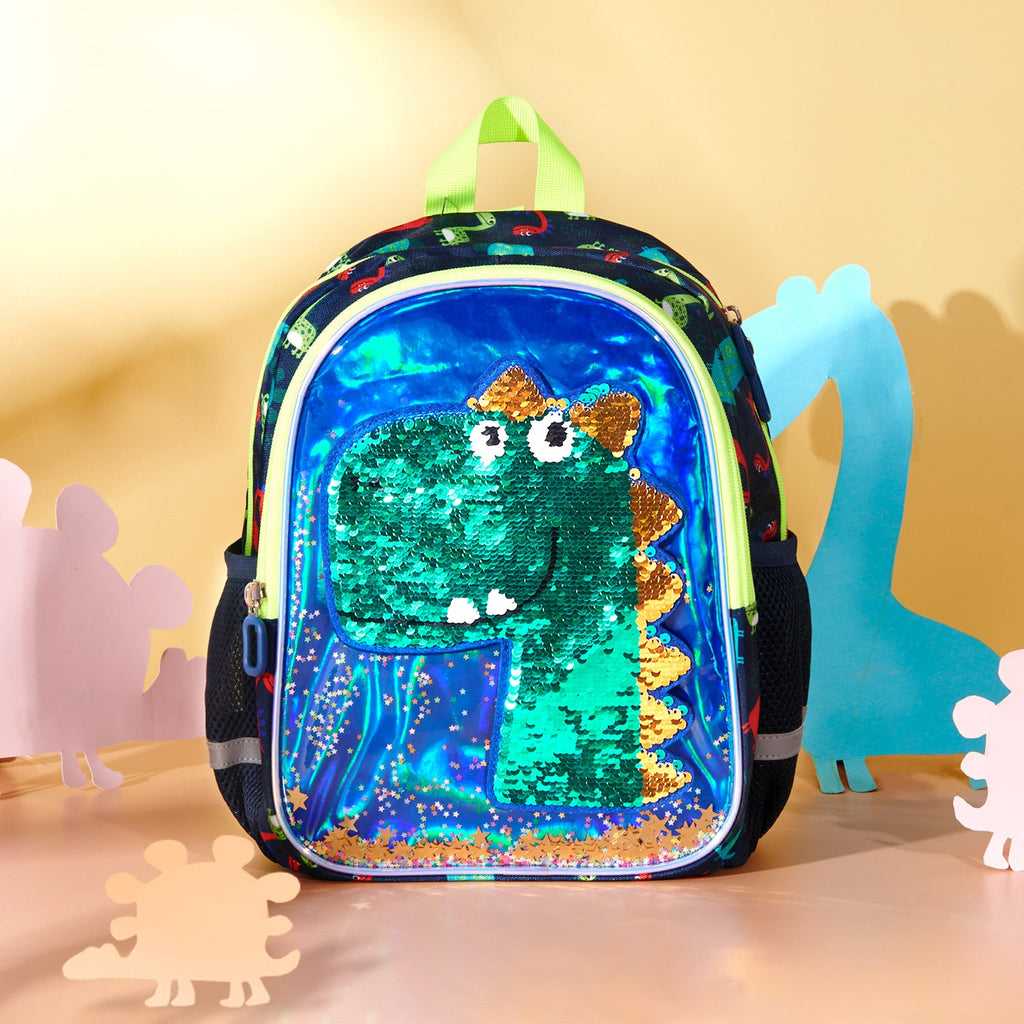 Dinosaur Kids Backpack — Reversible Color-Changing Sequins, Ages 2–6