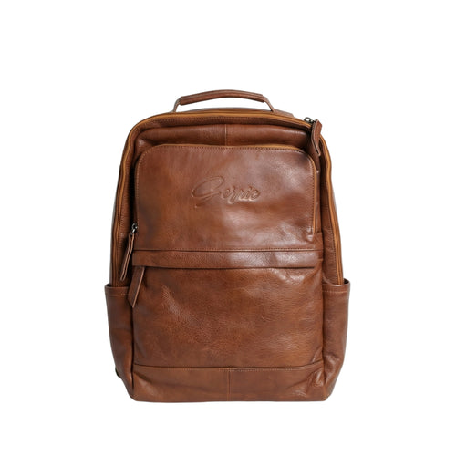12 Premium Leather Backpack Havana — Full-Grain Leather by GERNIE NYC | Sleek Dynamics
