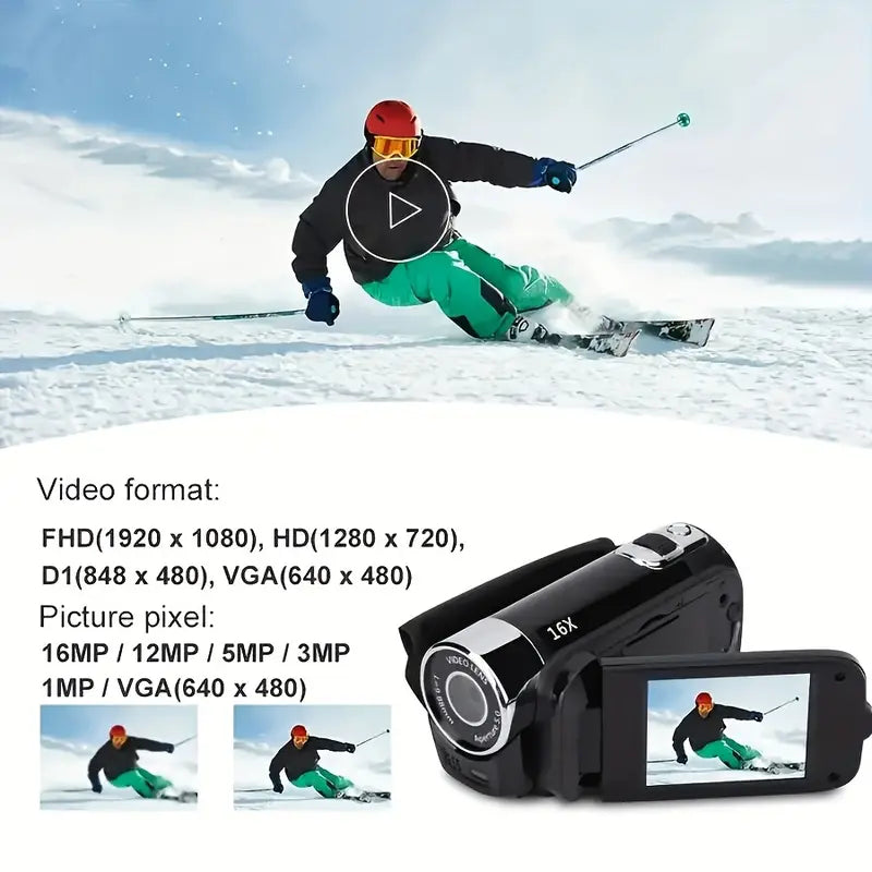 270° Rotating Flip Screen Camera 1080P HD — 16x Zoom, 32GB Card, Vlog & Selfie Ready