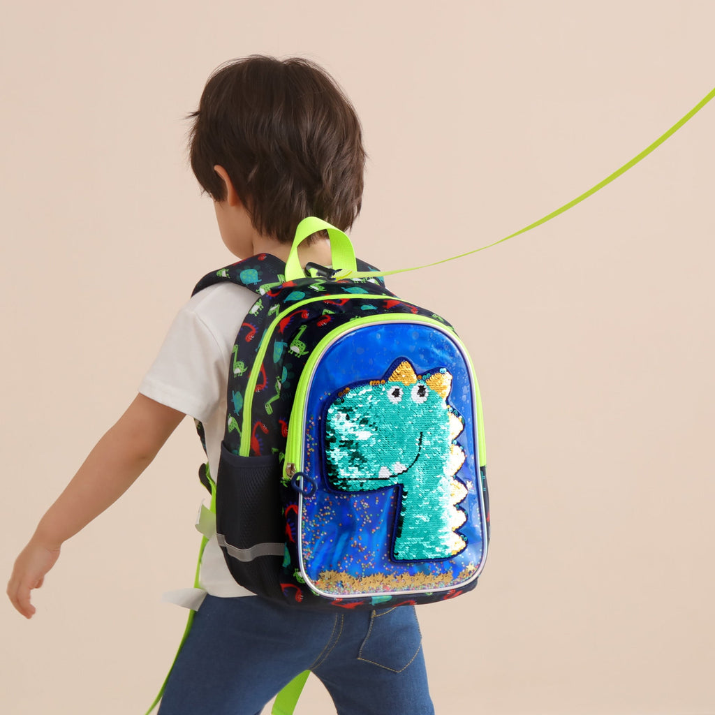 Dinosaur Kids Backpack — Reversible Color-Changing Sequins, Ages 2–6