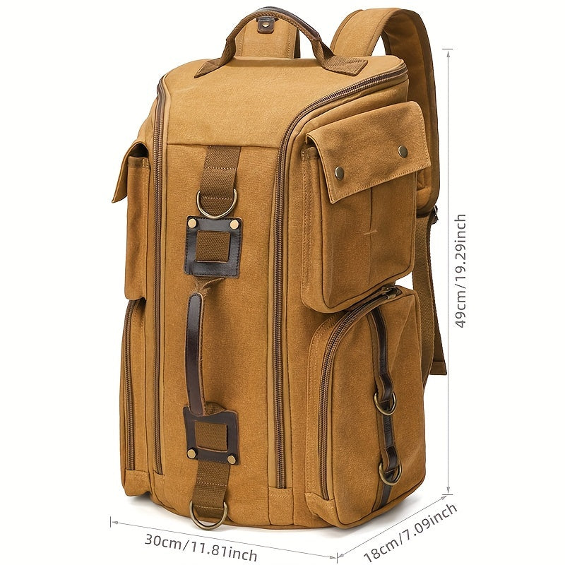 Vintage Canvas Laptop Backpack Brown — Large capacity with multiple compartments for travel and work | Sleek Dynamics