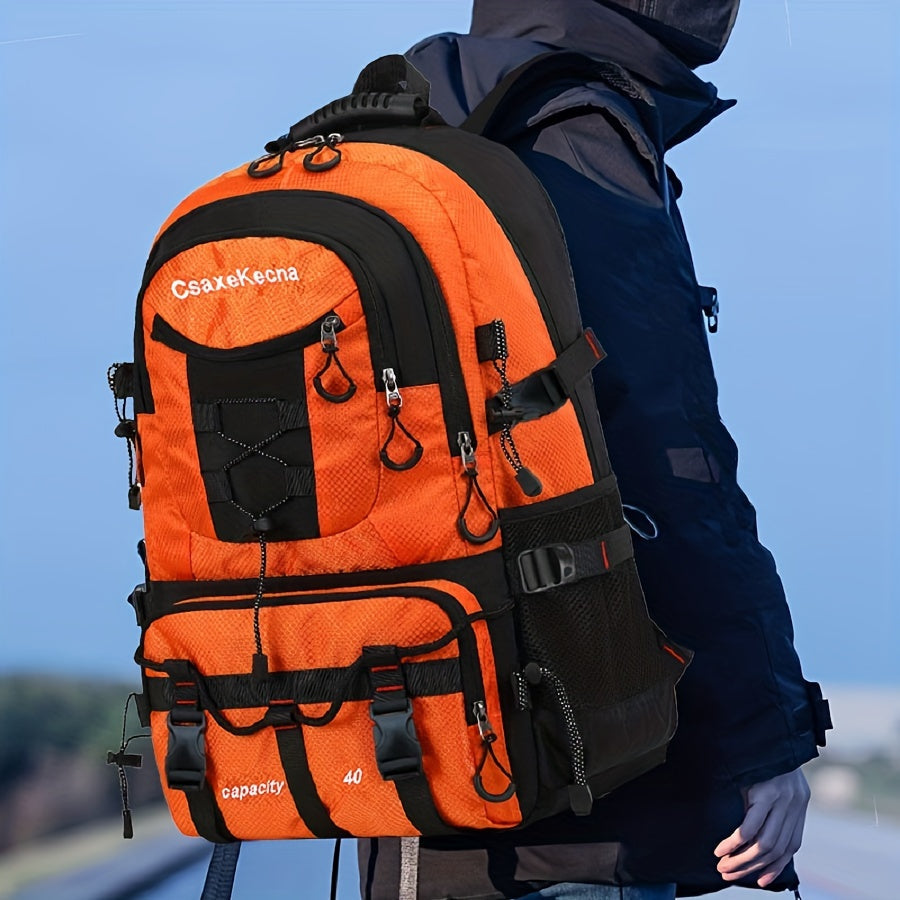 Large Capacity Travel Backpack with Chest Bag Orange — USB charging port and adjustable straps for travel and outdoor use | Sleek Dynamics