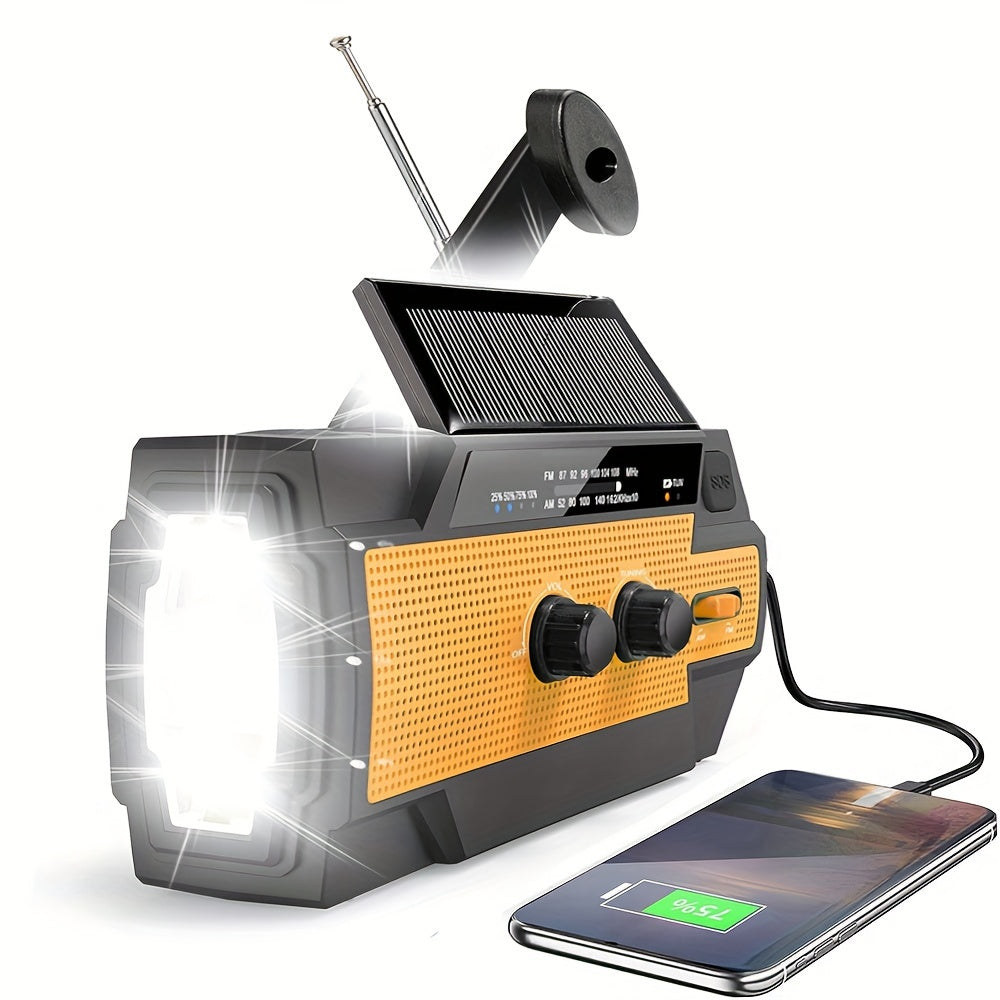 Portable Emergency Solar Radio — 4000mAh AM/FM Flashlight SOS Alarm | Sleek Dynamics
