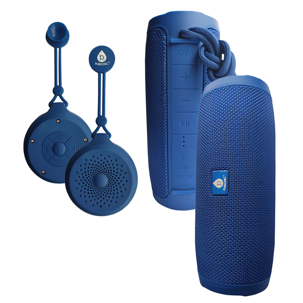 Pursonic Peak + Waterproof Wireless Speaker Bundle 360° Hi-Res Sound | Sleek Dynamics