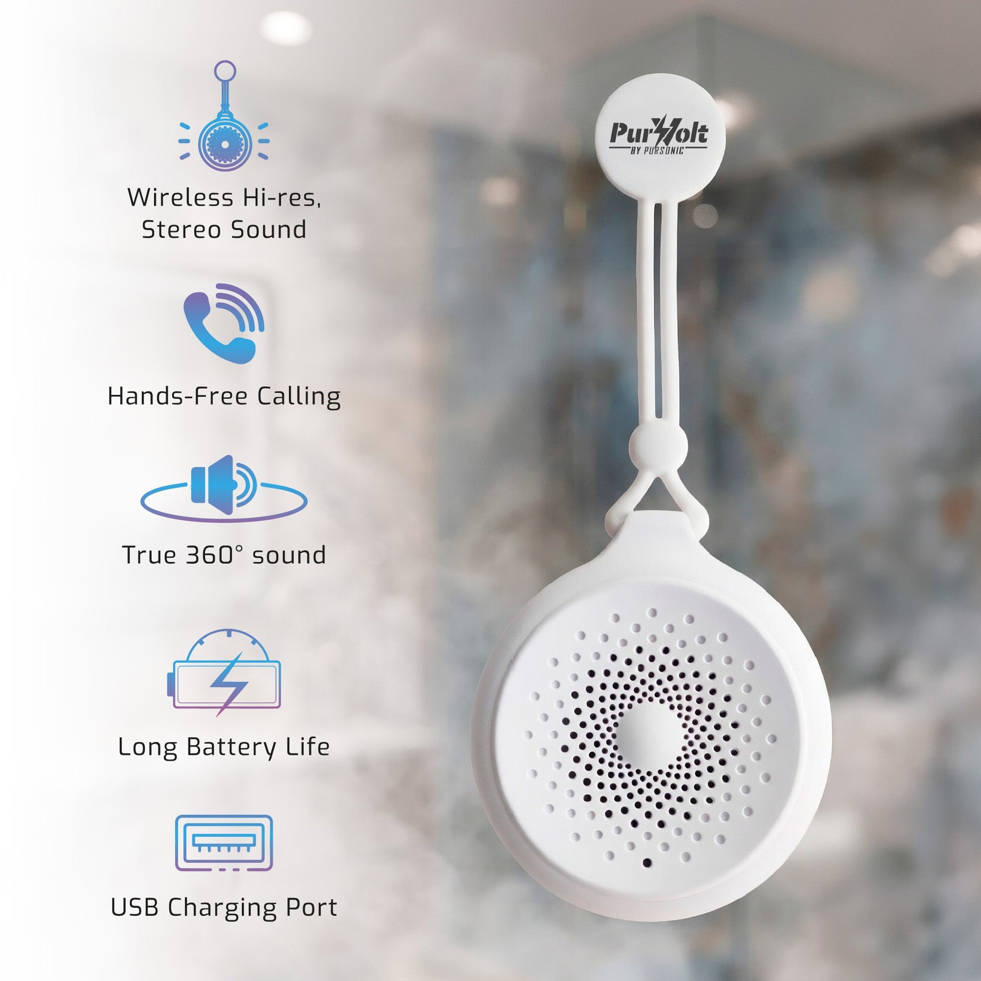 Pursonic Peak + Waterproof Wireless Speaker Bundle — 360° Hi-Res Sound