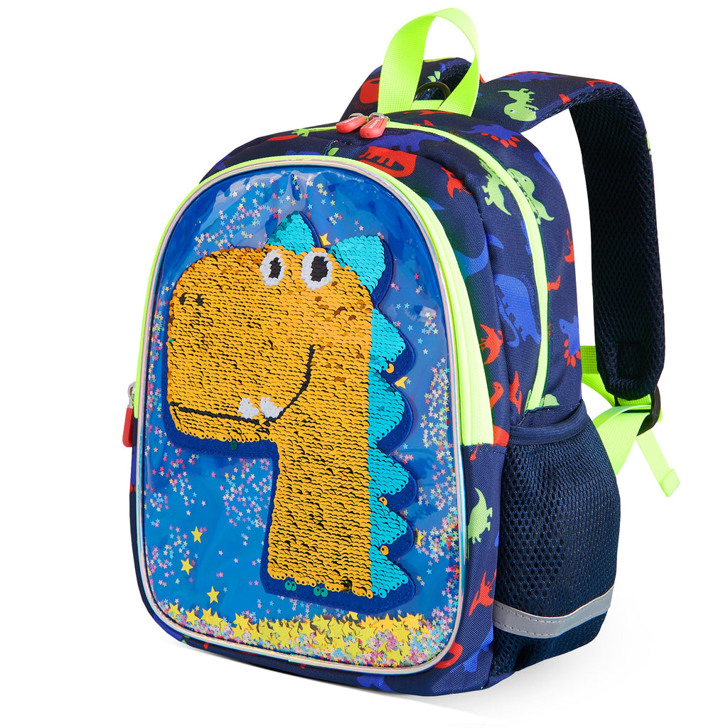Dinosaur Kids Backpack — Reversible Color-Changing Sequins for Boys and Girls Ages 2–6 | Sleek Dynamics
