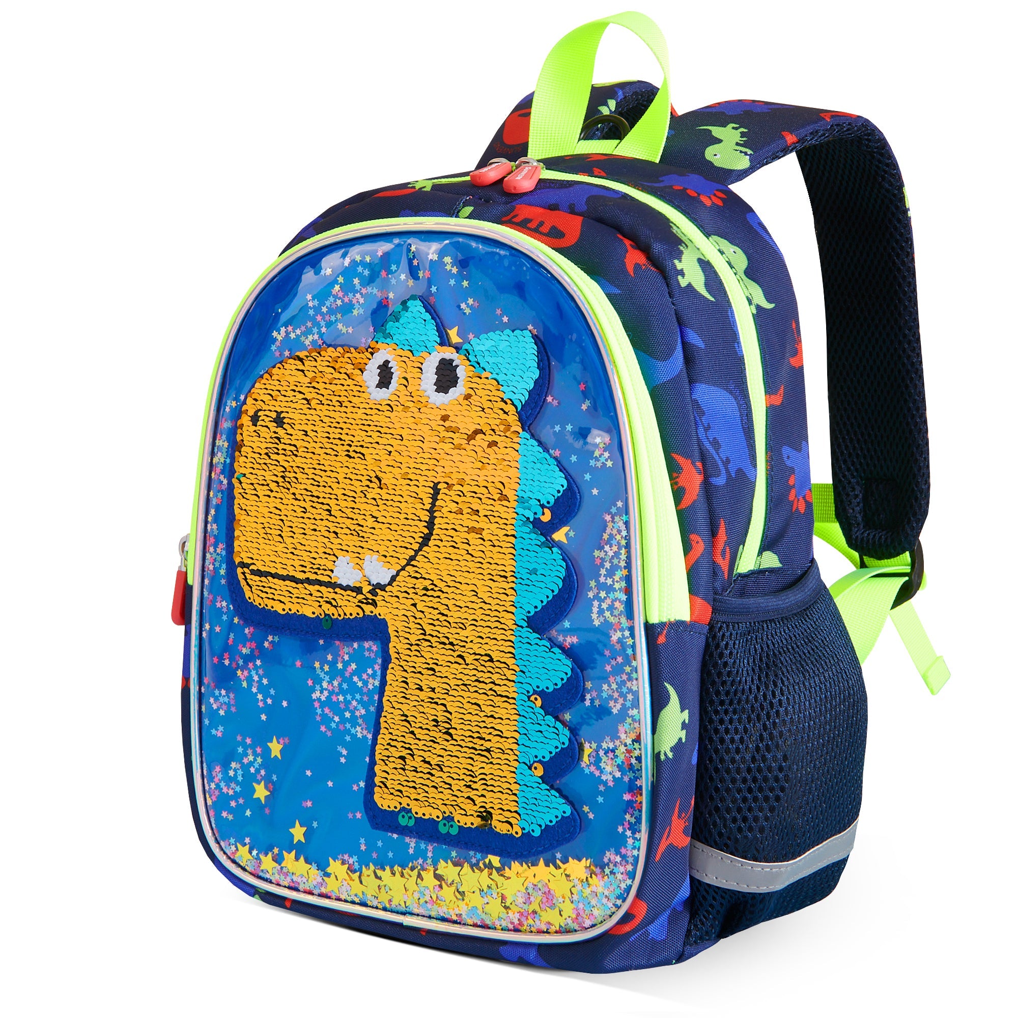 Dinosaur Kids Backpack — Reversible Color-Changing Sequins for Boys and Girls Ages 2–6 | Sleek Dynamics
