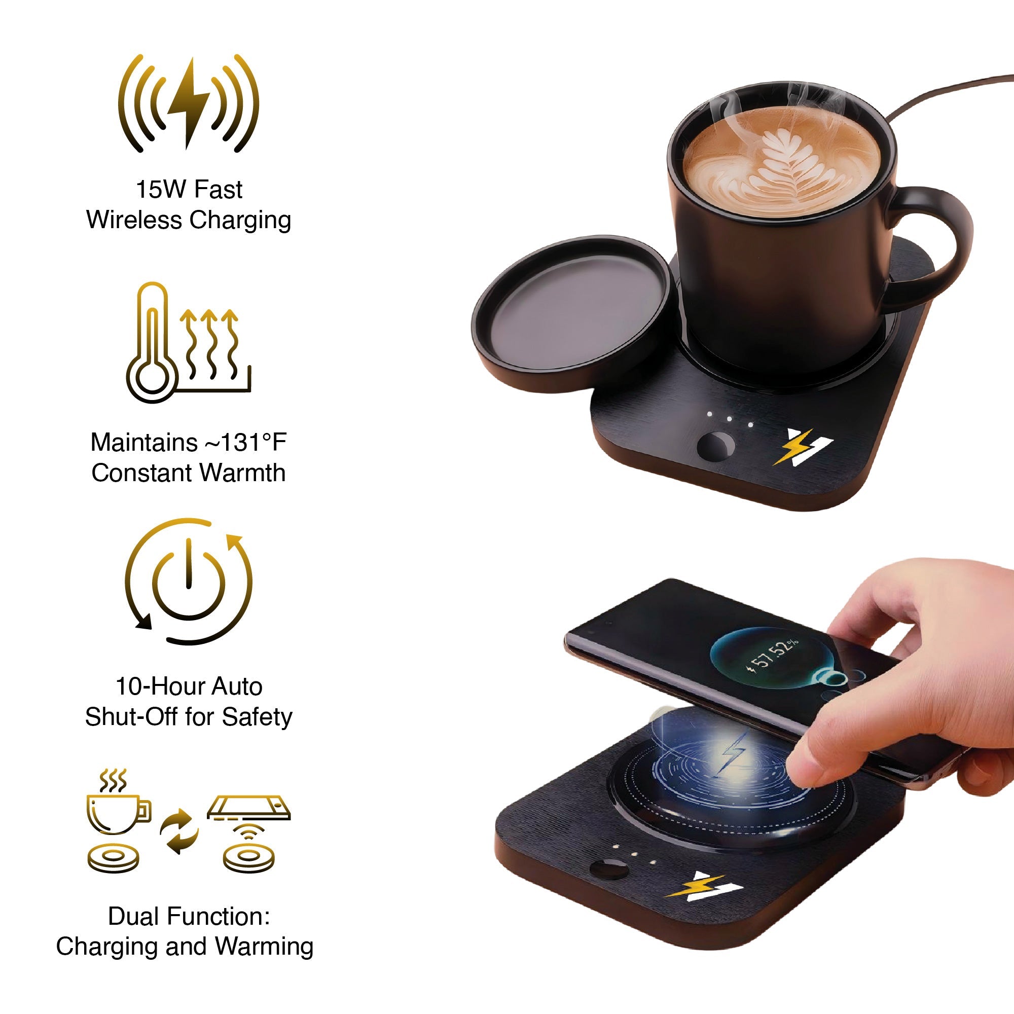 Modern Workspace Bundle — LED Desk Lamp + Wireless Mug Warmer & Charger