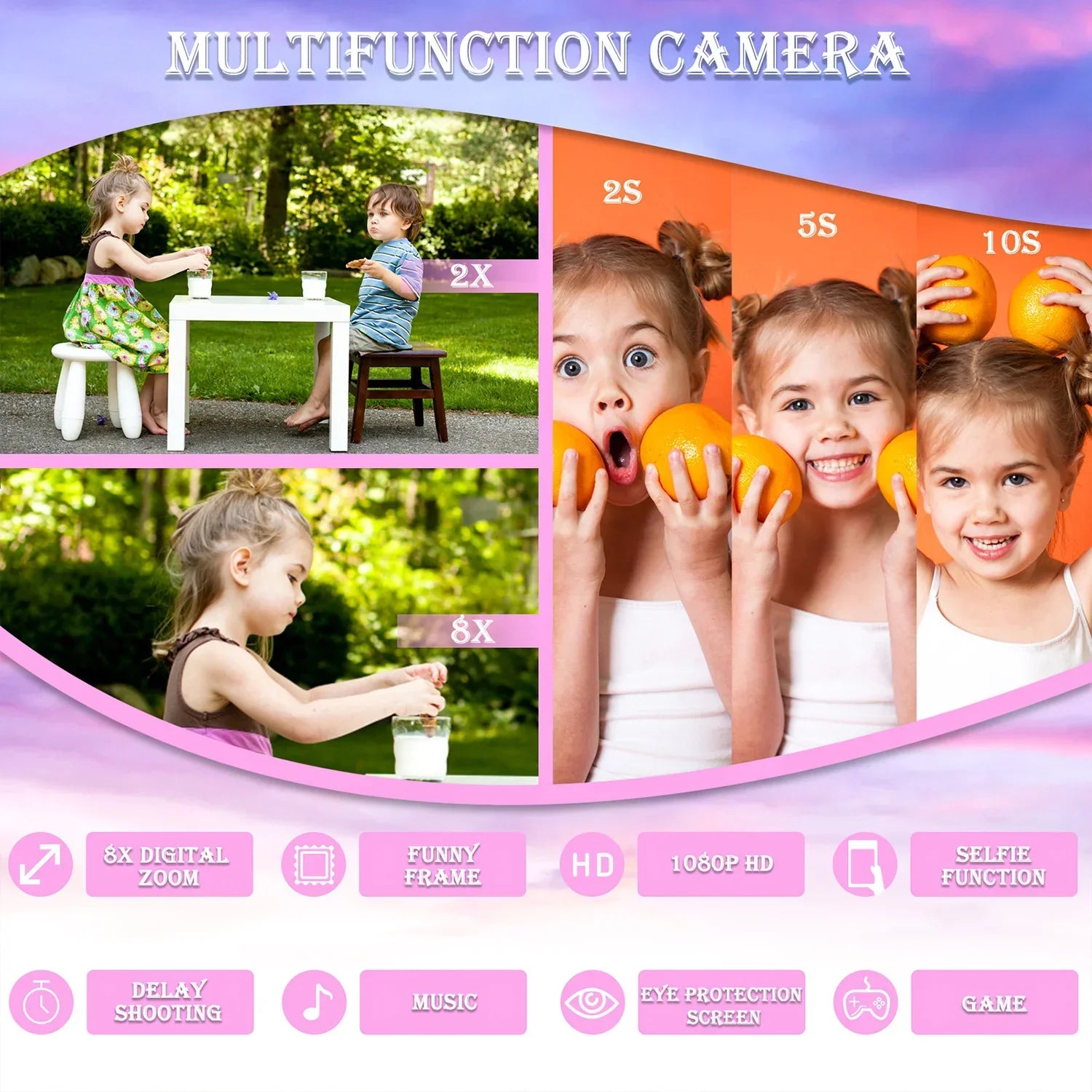 Kids Mini Camera Unicorn 1080P HD — 2-Inch Screen, 32GB SD Card Included
