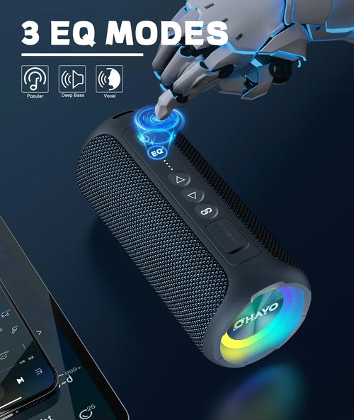 40W IPX7 Waterproof Bluetooth Speaker with LED Light Show 30H Battery True Wireless Stereo — Black — Ships from Australia | Sleek Dynamics
