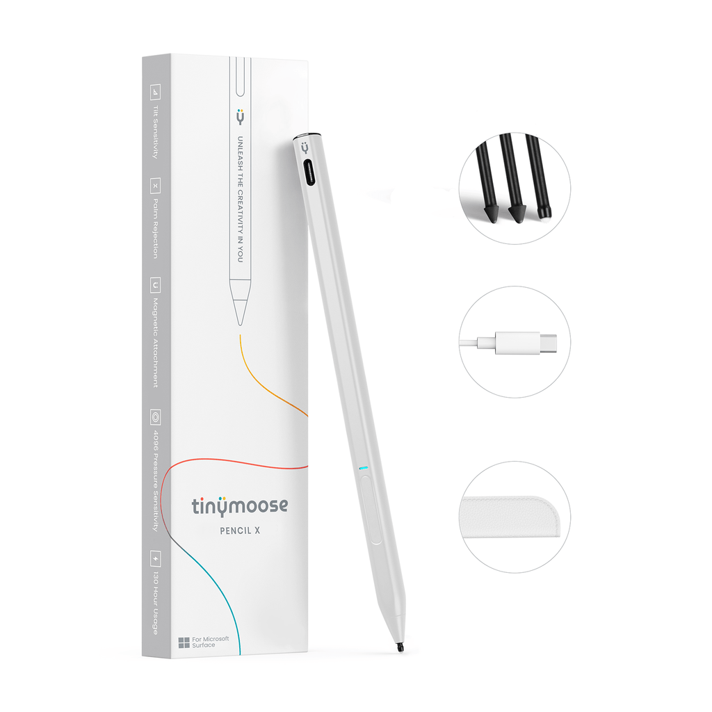Tinymoose Pencil X — Stylus for Microsoft Surface (MPP) | White