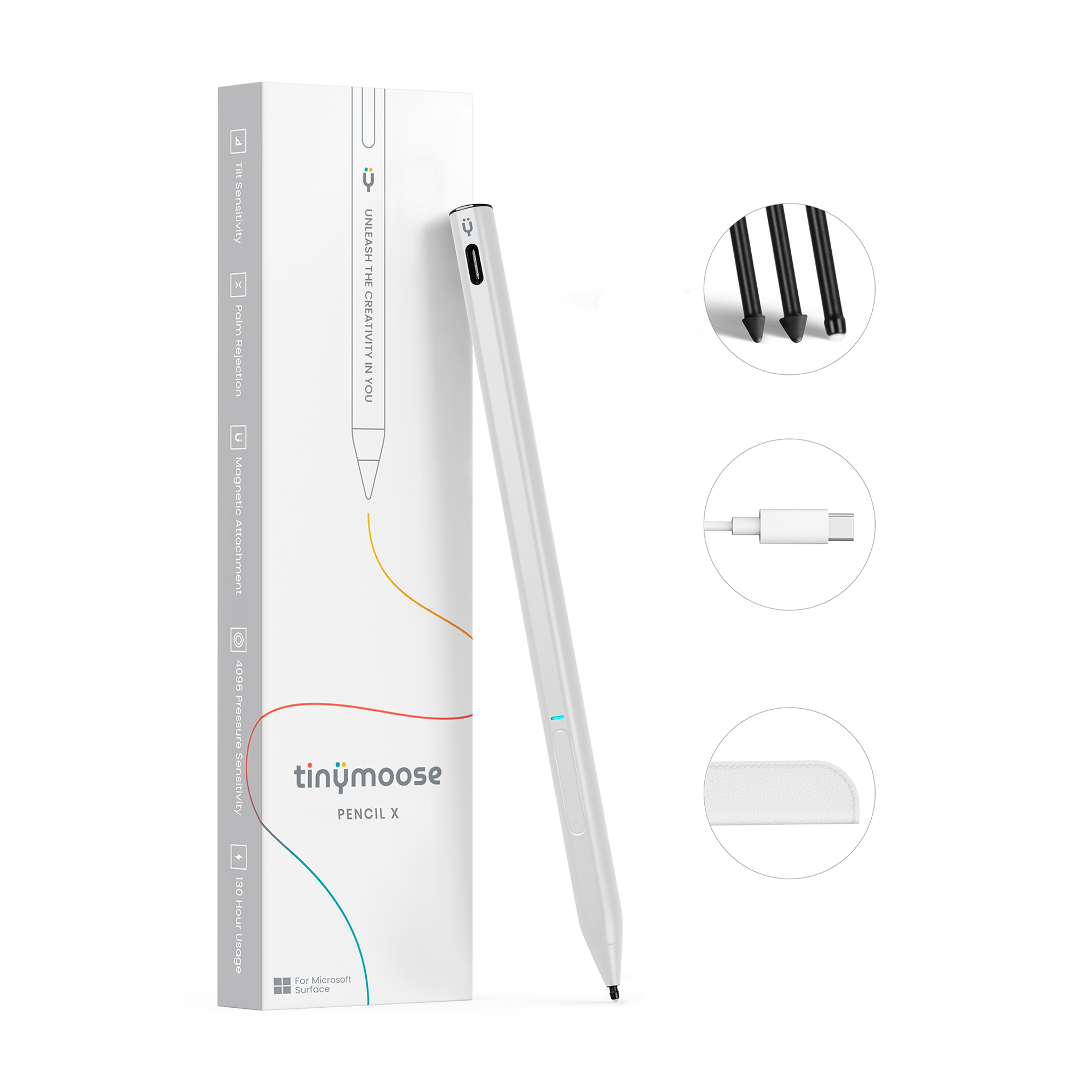 Tinymoose Pencil X — Stylus for Microsoft Surface (MPP) | White