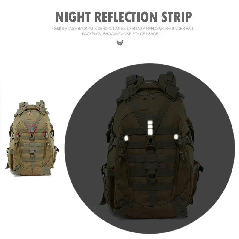 40L Tactical Camping Backpack — Waterproof Molle Rucksack for Hiking & Outdoor