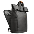 Ravel Expandable Waterproof Laptop Backpack Black — open showing laptop compartment | Sleek Dynamics
