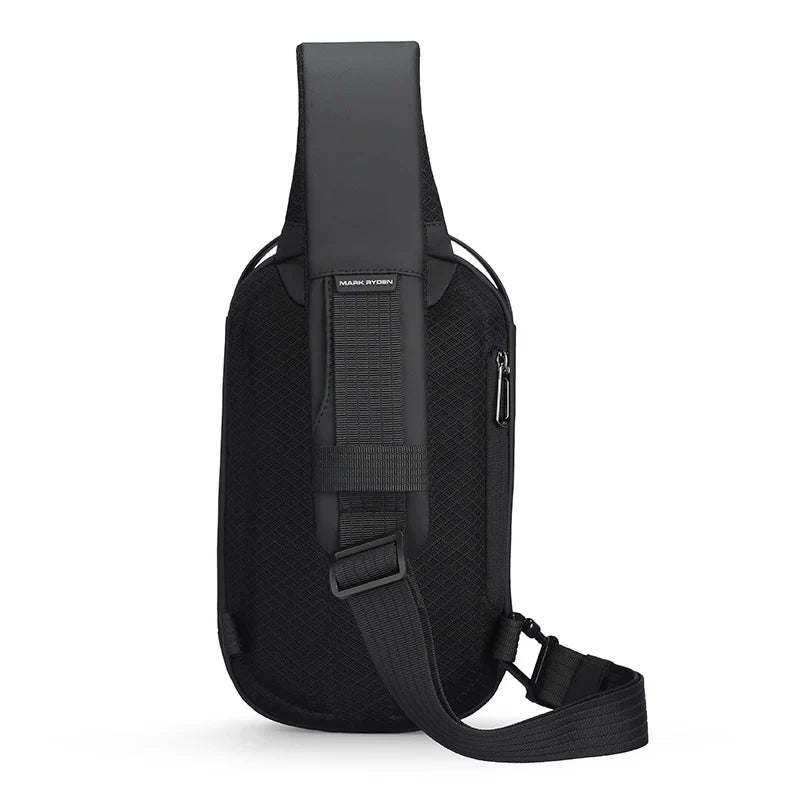 Hard-Shell Waterproof Crossbody Bag Sling with USB Port | Black