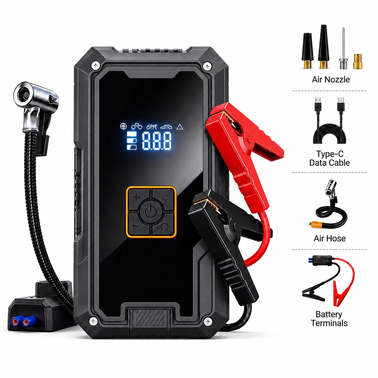 3000A Car Jump Starter & Air Compressor — 99,800mAh Power Bank + 150 PSI Pump