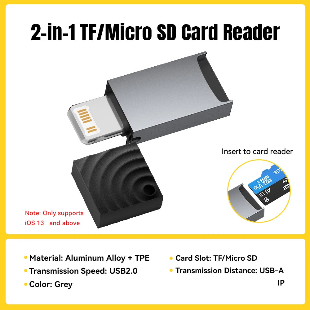 Essager 2-in-1 USB Card Reader — SD & MicroSD, Plug & Play, Up to 2TB
