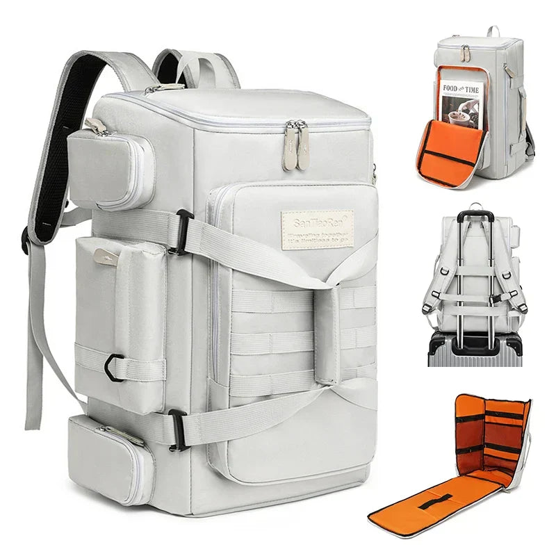 Imagem 1: Gym & Travel Backpack Wet/Dry Separation White – Front View | Sleek Dynamics

