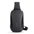 Hard-Shell Waterproof Crossbody Sling Bag with USB Port Black — Impact-resistant PU shell with built-in USB charging port | Sleek Dynamics