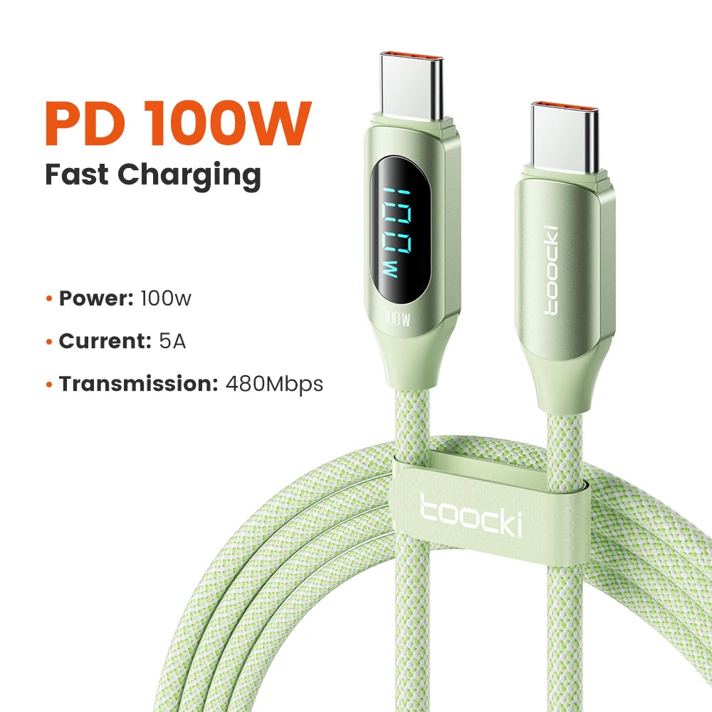 Sleek Dynamics – 100W USB-C Cable with Display for MacBook, iPad and Android
