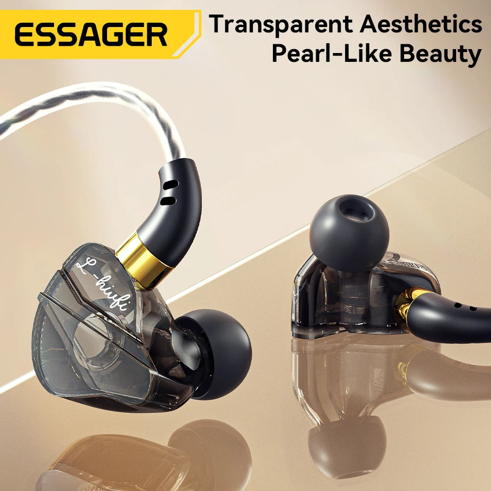 Essager HiFi Wired Earbuds — Type-C & 3.5mm, Bass Stereo, Mic, Zero Latency