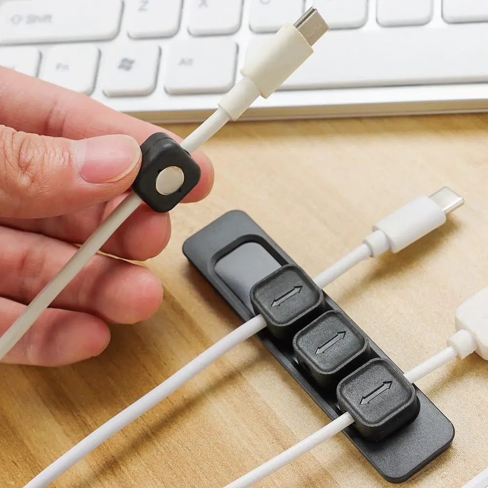 Magnetic Cable Organizer — Self-Adhesive Desk Clips for USB-C, Lightning & More