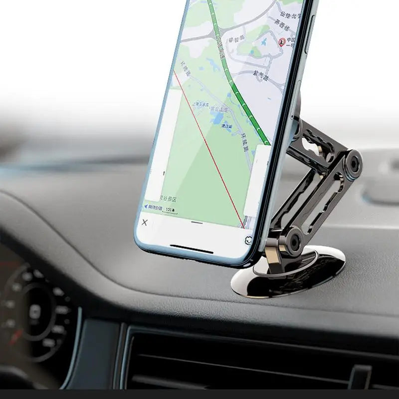Magnetic Car Phone Mount — Zinc Alloy, 360° Foldable, MagSafe & Universal