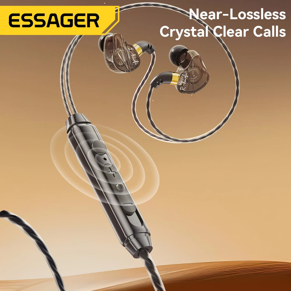Essager HiFi Wired Earbuds — Type-C & 3.5mm, Bass Stereo, Mic, Zero Latency