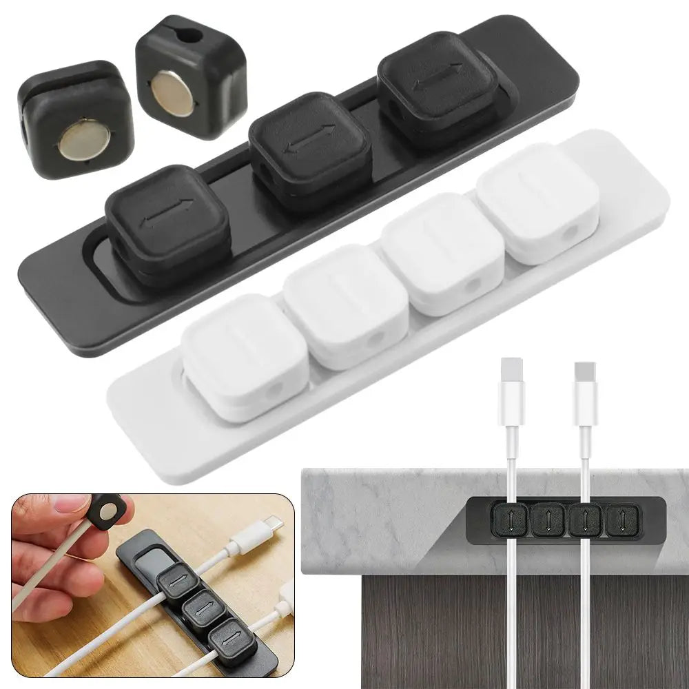 Magnetic Cable Organizer — Self-Adhesive Desk Clips for USB-C, Lightning & More