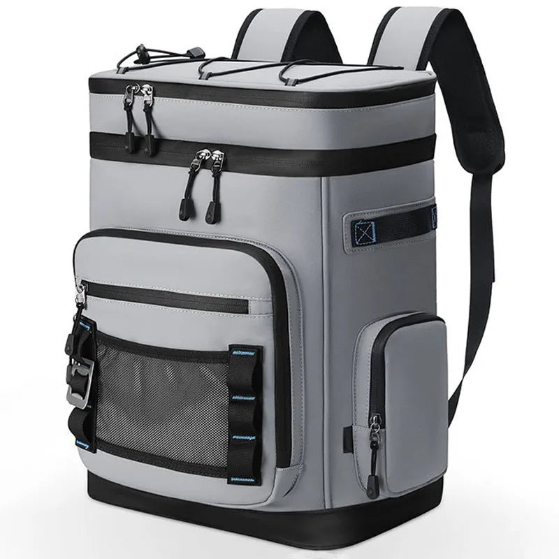 30L Insulated Camping Backpack Gray — Hot & Cold Storage for Hiking & Outdoor | Sleek Dynamics