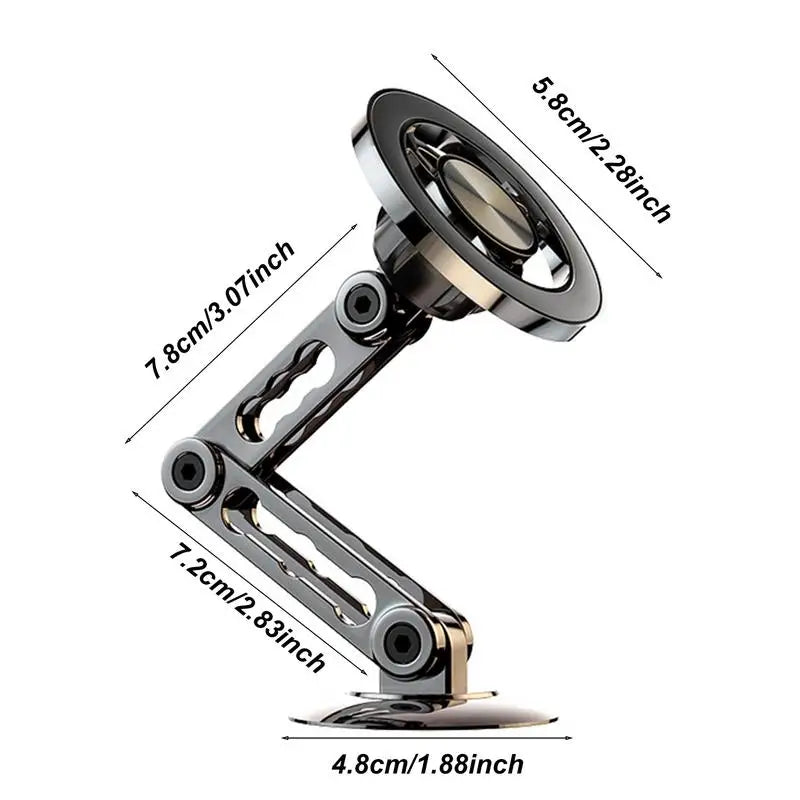 Magnetic Car Phone Mount — Zinc Alloy, 360° Foldable, MagSafe & Universal