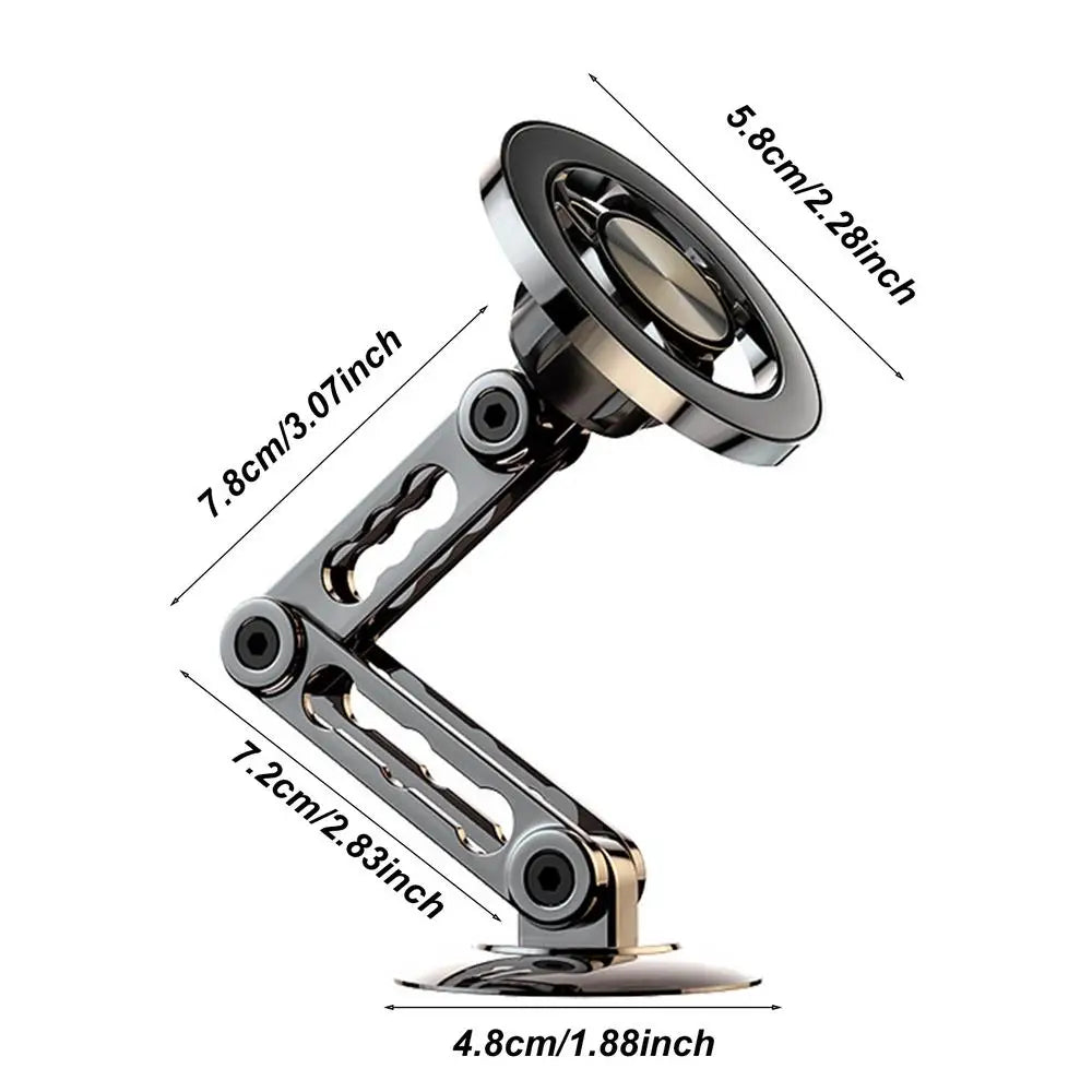 Magnetic Car Phone Mount — Zinc Alloy, 360° Foldable, MagSafe & Universal