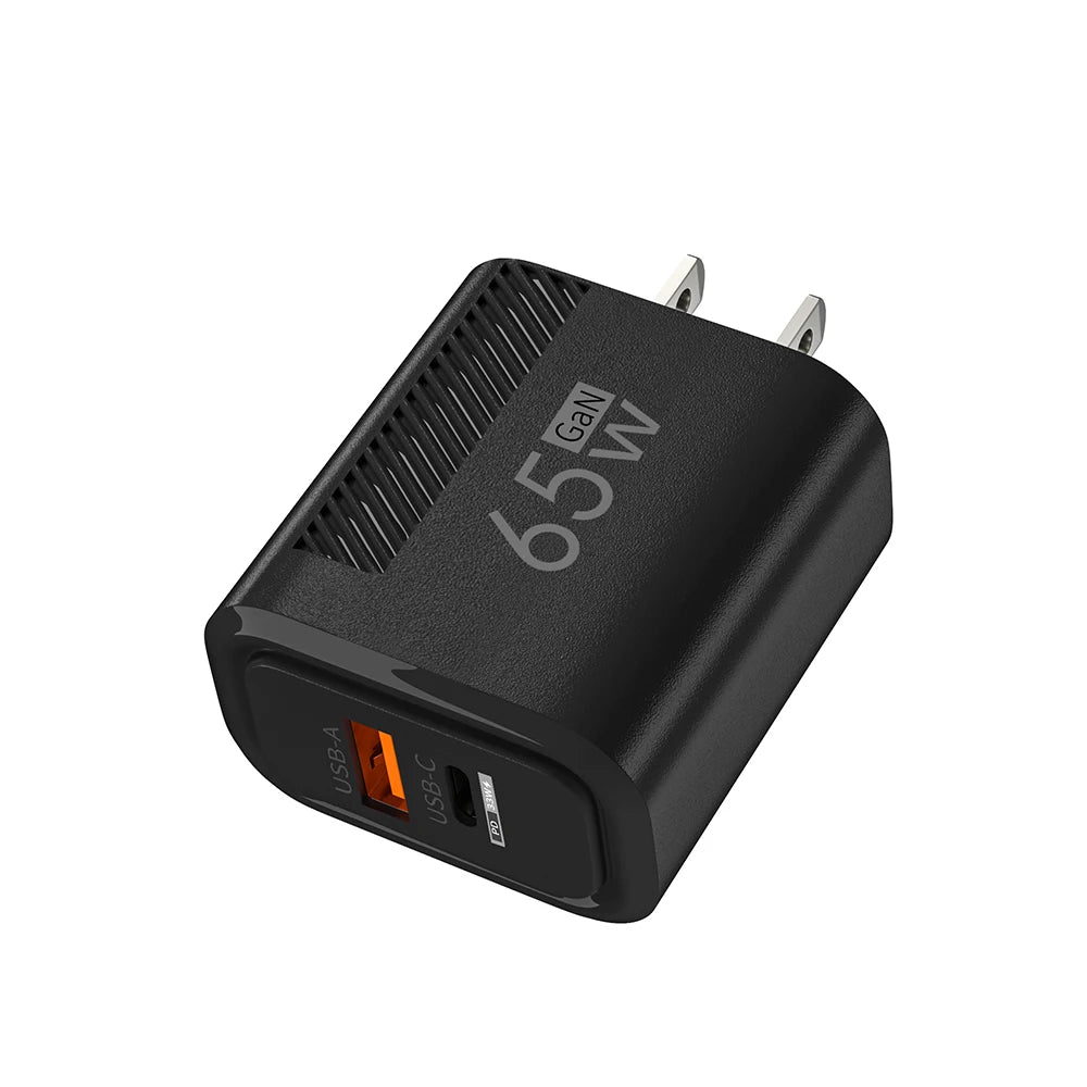 65W GaN USB-C Fast Charger — Travel Wall Adapter for iPhone, Samsung & Xiaomi