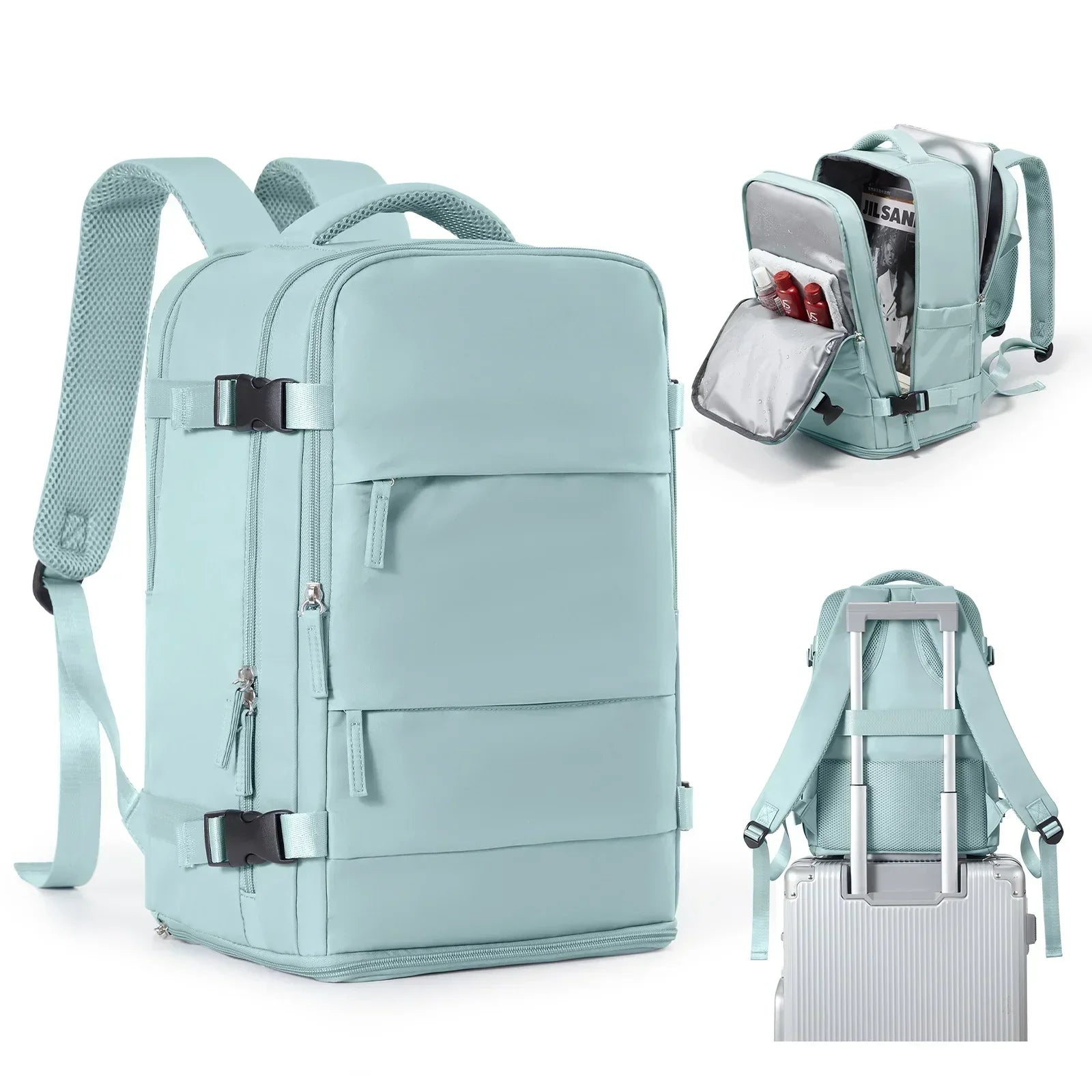 Waterproof Laptop Backpack with Air Cushion Support in Blue — durable nylon travel bag | Sleek Dynamics
