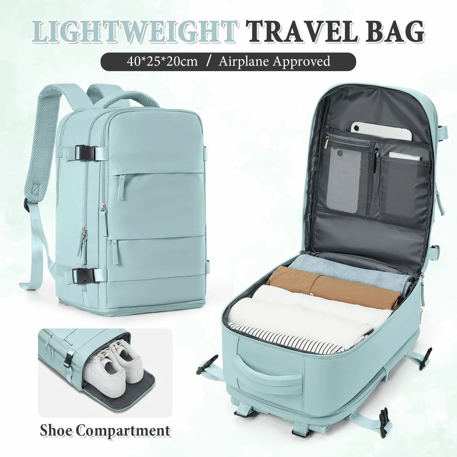 Waterproof Laptop Backpack with Air Cushion Support — Blue