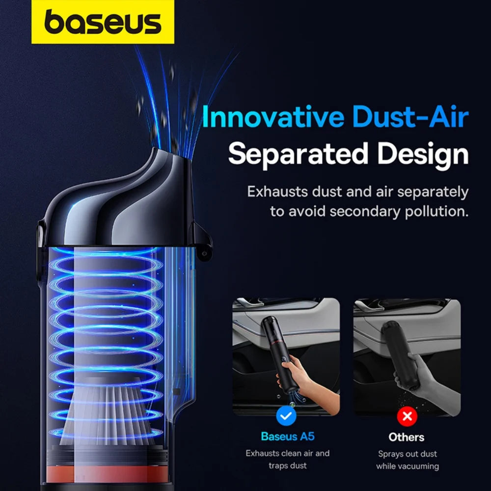 Baseus A5 Cordless Car Vacuum & Blower — 16,000Pa Suction, HEPA Filter