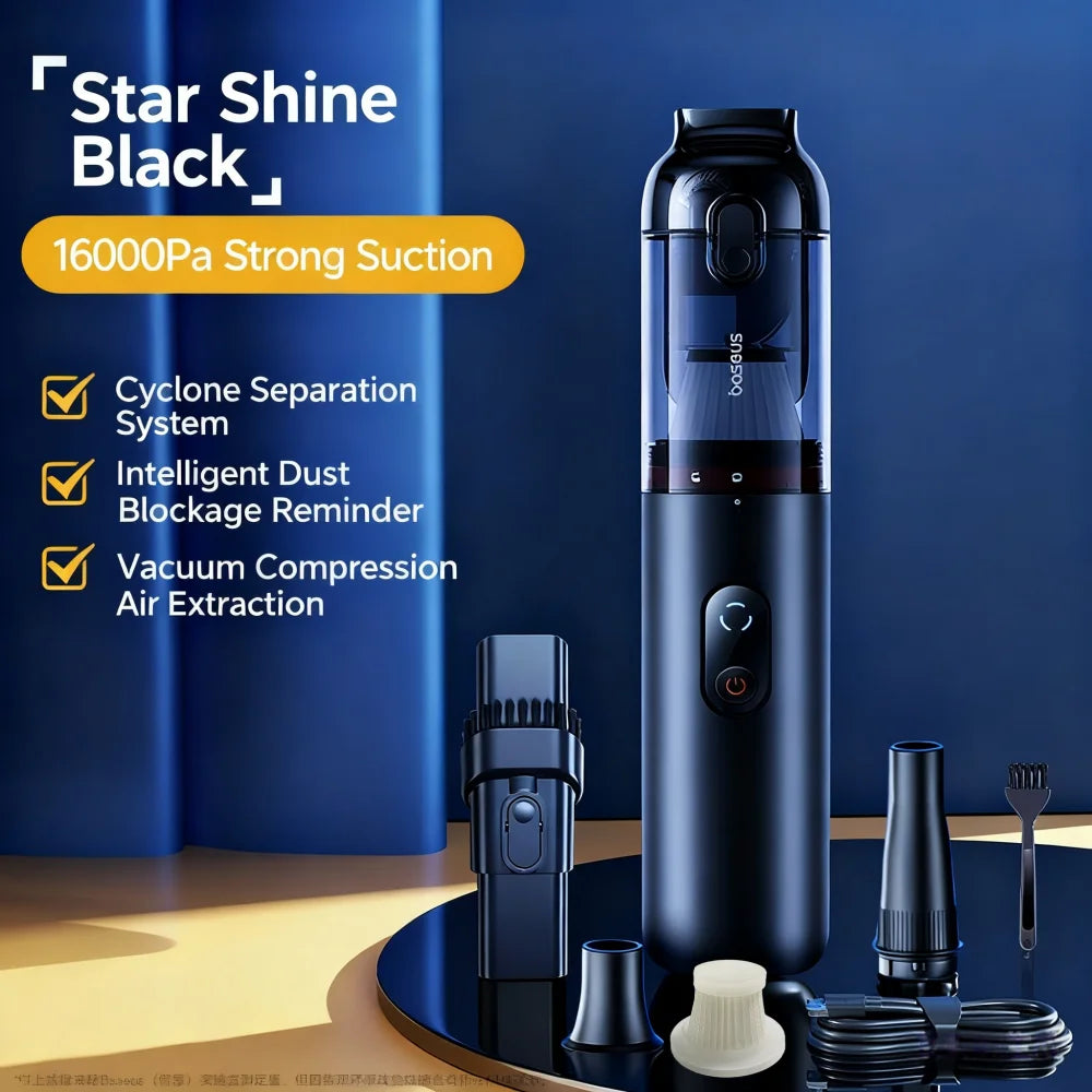 Baseus A5 Cordless Car Vacuum & Blower — 16,000Pa Suction, HEPA Filter