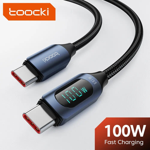100W USB-C Cable with Display for MacBook, iPad and Android