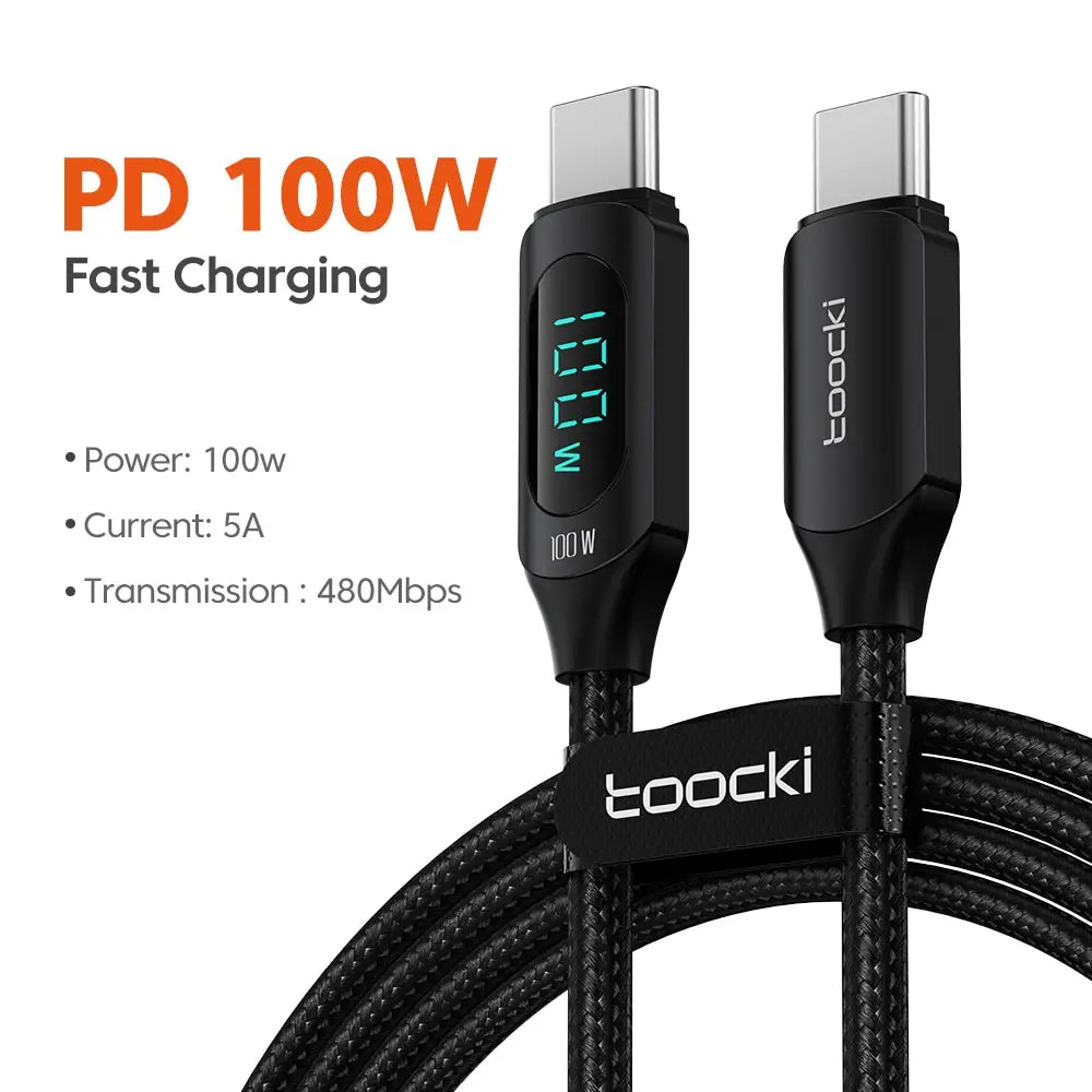 Sleek Dynamics – 100W USB-C Cable with Display for MacBook, iPad and Android