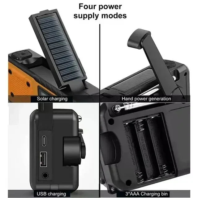 5000mAh Solar Hand Crank Emergency Radio Yellow