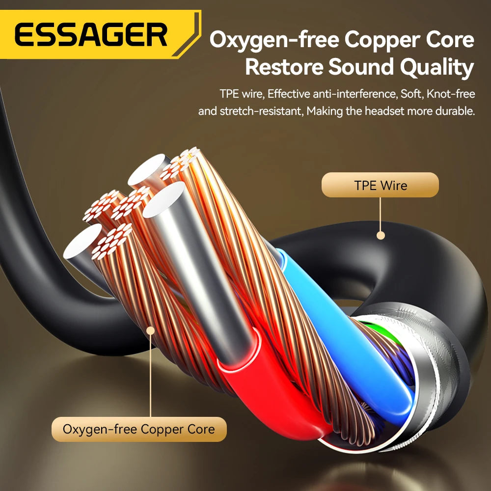 Essager Wired Earbuds 3.5mm — HiFi Stereo, Mic & In-Line Controls, 4 Colors