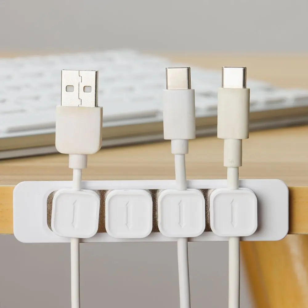 Magnetic Cable Organizer — Self-Adhesive Desk Clips for USB-C, Lightning & More