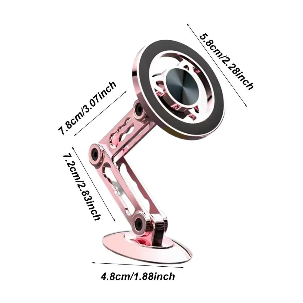 Magnetic Car Phone Mount — Zinc Alloy, 360° Foldable, MagSafe & Universal