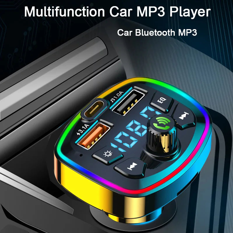 Bluetooth 5.0 FM Transmitter for Car — Dual USB, Hands-Free Mic & MP3 Player