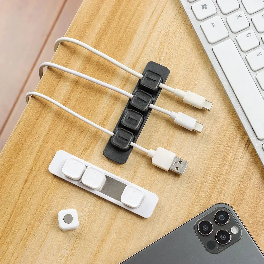 Magnetic Cable Organizer — Self-Adhesive Desk Clips for USB-C, Lightning & More