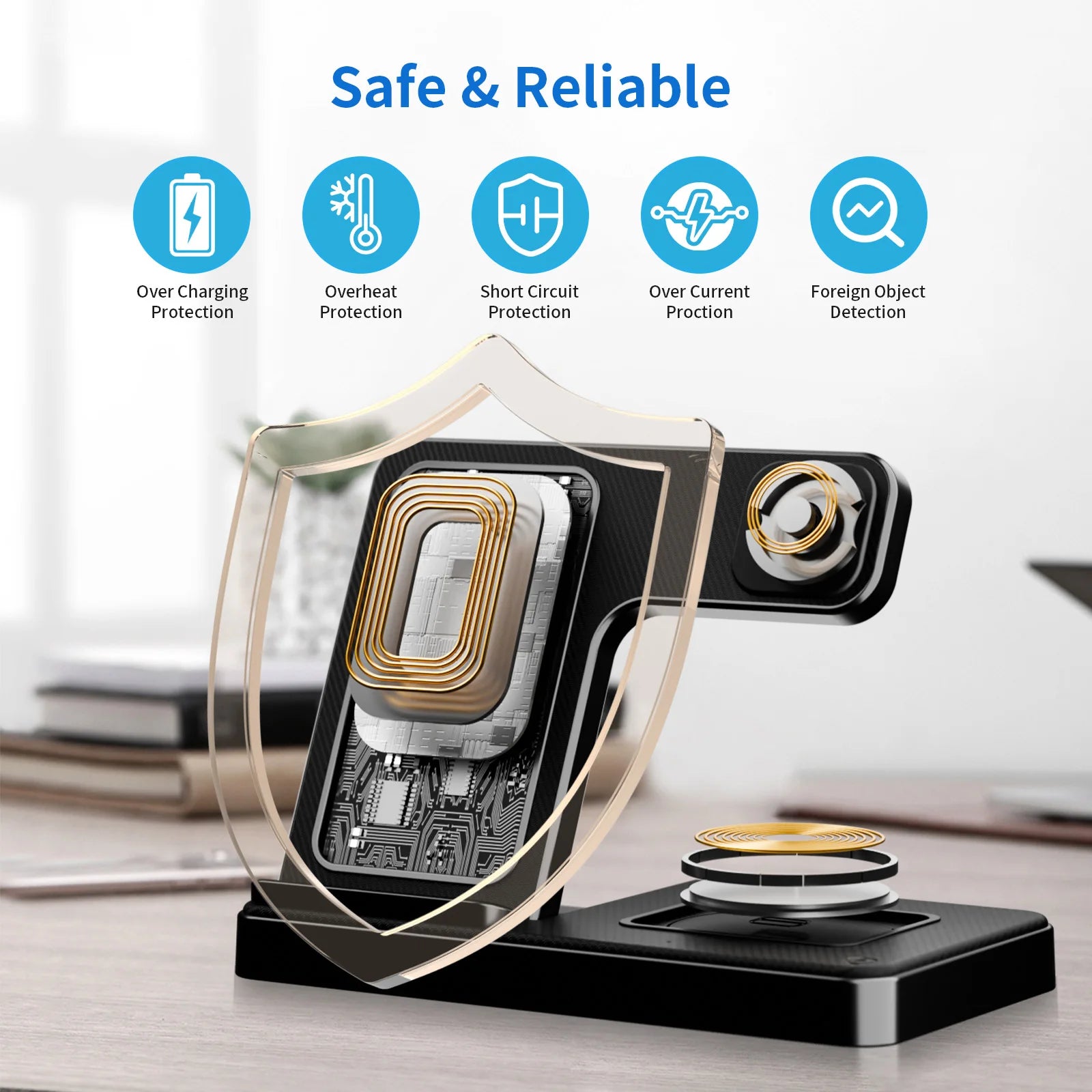 3-in-1 Foldable Wireless Charging Station — 18W, MagSafe, iPhone + Watch + AirPods