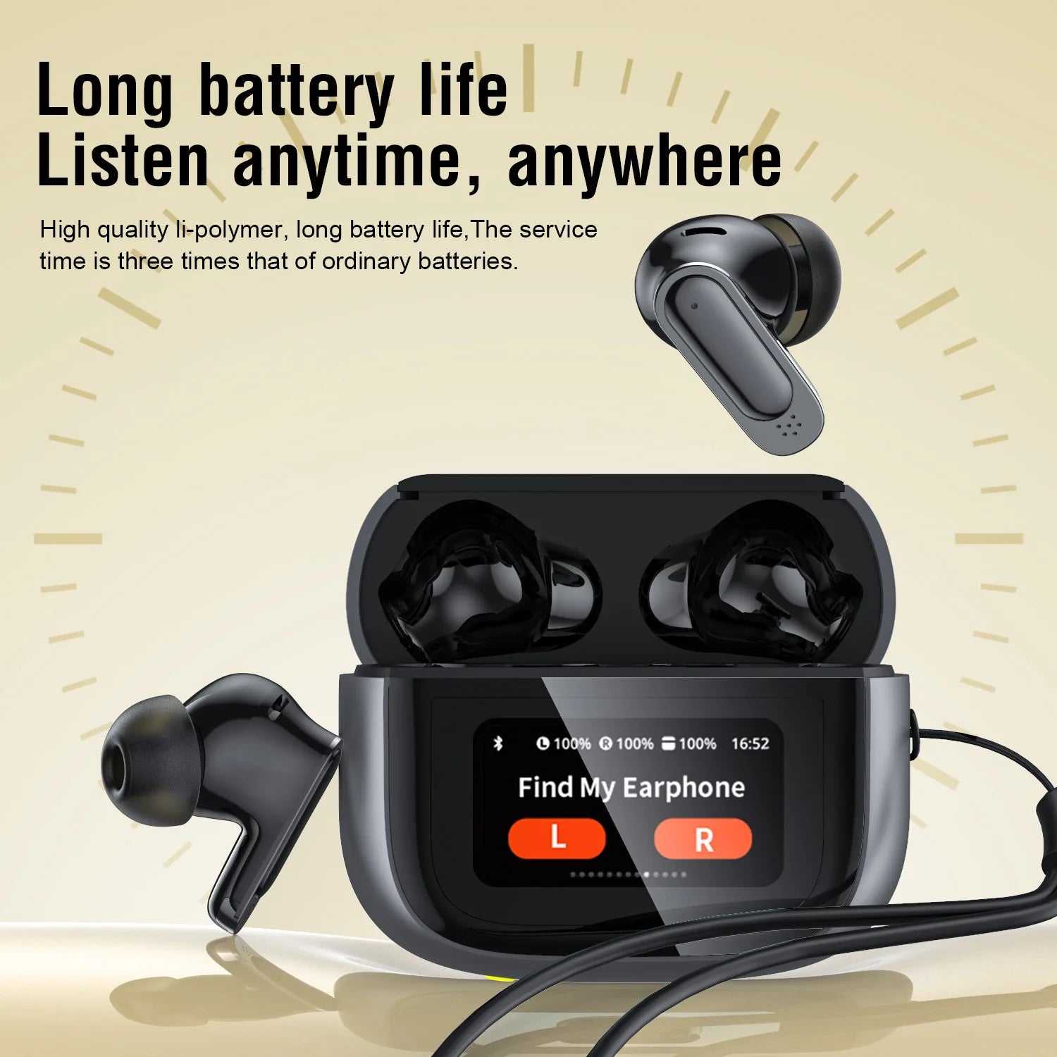 Sleek Dynamics V11 Smart Earbuds – ANC, LCD Touch Case, Heavy Bass, Bluetooth 5.3