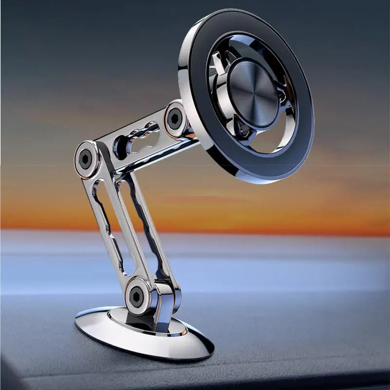 Magnetic Car Phone Mount — Zinc Alloy, 360° Foldable, MagSafe & Universal