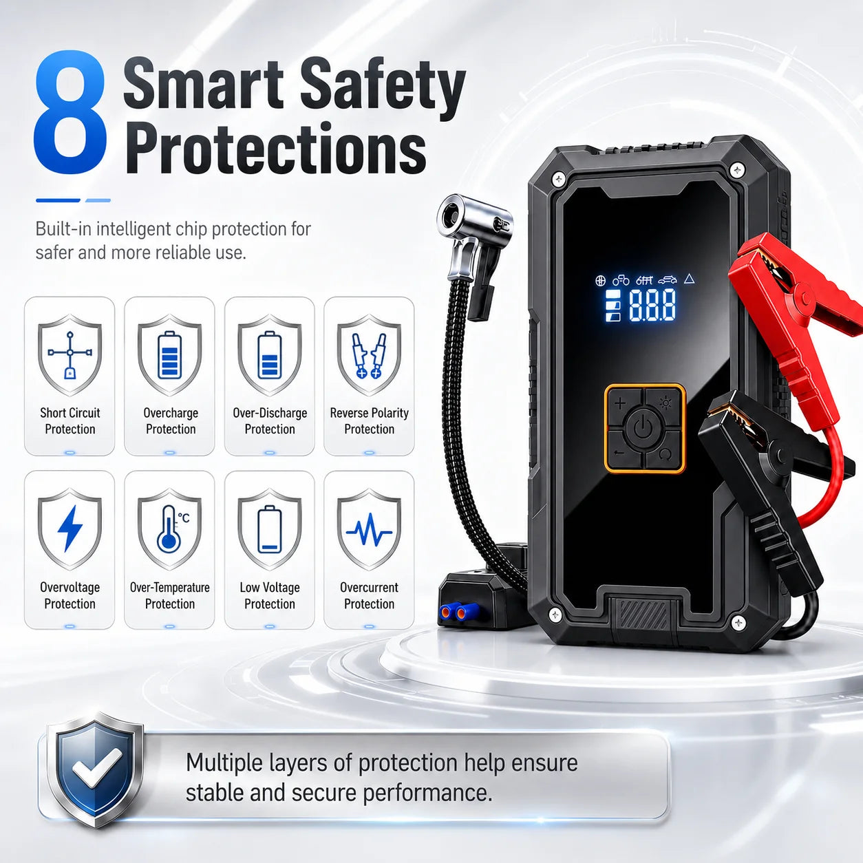 3000A Car Jump Starter & Air Compressor — 99,800mAh Power Bank + 150 PSI Pump