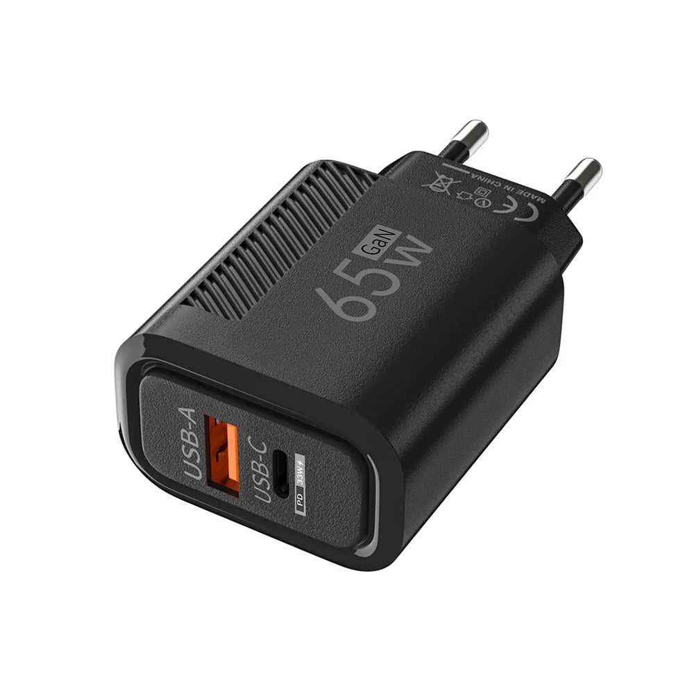65W GaN USB-C Fast Charger — Travel Wall Adapter for iPhone, Samsung & Xiaomi